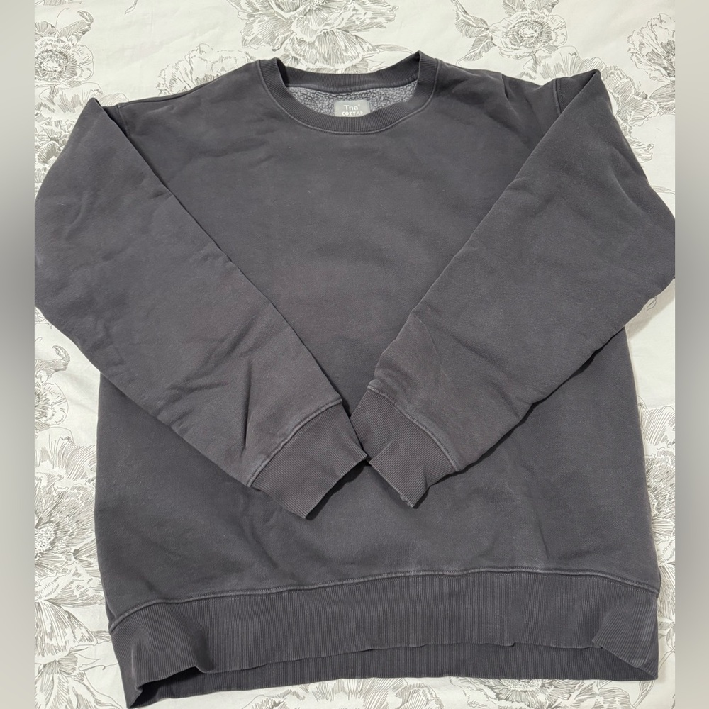 TNA Cozy AF Fleece Grey Crewneck Size Medium